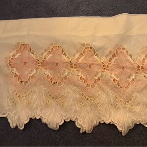 2 like new Embroidered Lace Trim valances in Blush and Ivory